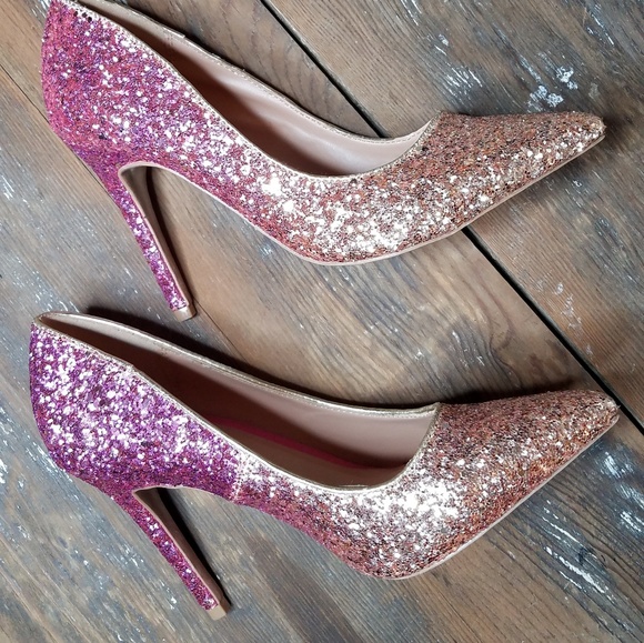 Charlotte Russe Shoes - Fuchsia ombre glitter heels